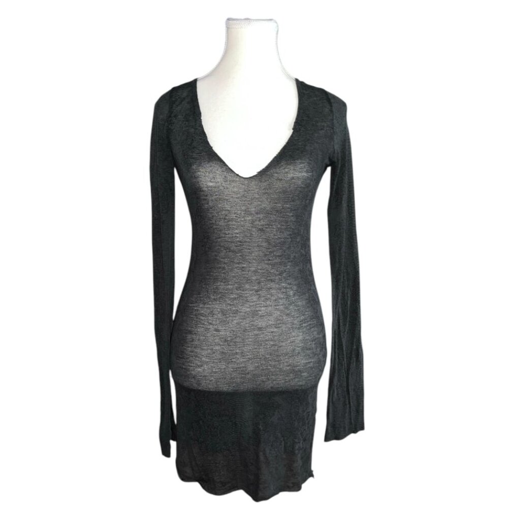 If six was nine sheer grey long sleeve top